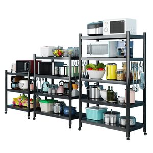 Wholesale kitchen shelving Floor to floor multi-layer microwave rack with wheeled storage rack Multi-functional oven pot rack storage rack