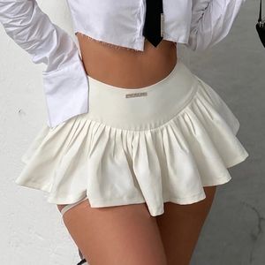 Spódnice Kawaii Super Short plisowane spódnice pikantna dziewczyna wysoka talia Bodycon Y2K Vintage White Micro Mini spódnica Korean Maszy Club 230609