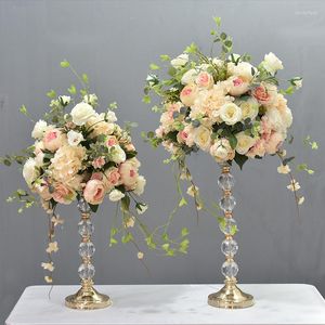 Flores Decorativas 30/40cm Decoração de Mesa Artificial Bola de Flores Seda Vaso Romano Palco de Casamento Estrada Chumbo Adereços Pográficos