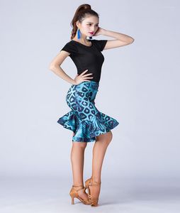 Stage Wear Fishtail Latin Skirt For Women Adults Practice Performance Dancing Costumes Half Length Leopard Dance