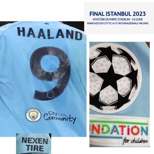 Hemtextil Final Istanbul 2023 Rodri Haaland de Bruyne Foden Maillot Heat Transfer Iron på Soccer Patch Badge
