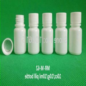 500 st 10g/ 10cc/ 10 ml liten plastbehållare piller med tätningslock lockar, tomma vita runda plastpiller medicinflaskor dwweq