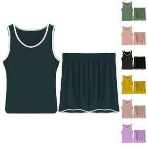 Agasalhos femininos Conjunto combinando de verão Colete feminino de duas peças sem mangas Shorts terno fino fino respirável Lounge Home 2023