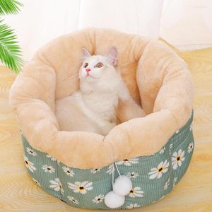 猫ベッドペットドッグベッド丸い冬の温かいマット寝袋クッション子犬犬小屋バスケットソフトソファ巣用品