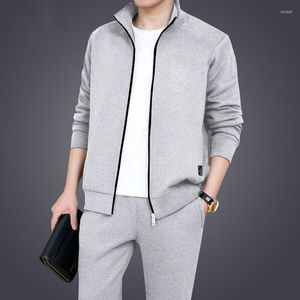 Men's Tracksuits Men's Autumn And Winter Clothing Two-piece Trend Cardigan Leisure Sports Camping Suit Everything Simple Business