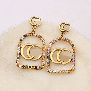 18k Gold Plated Luxury Designers Letter Earring Stud Pamile Women Fashion Style Rhinestone Geometry Earring Wedding Party Jewerlry Top Quality 20Style