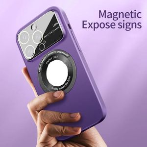 Magnetic Large Glass Lens Phone PC Case Cover Large window Lens Protection Magnetic shell For iPhone14 13 ProMax Shockproof Case
