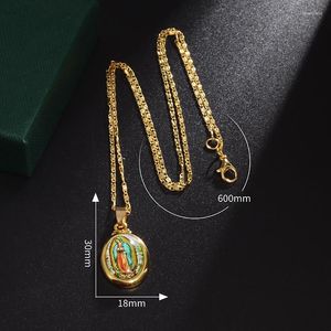 Pendant Necklaces Woman Religious Vintage Style Guadalupe Catholic Church Virgin Mary Amulet Necklace Ornament