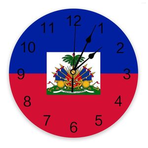 Wanduhren, Haiti-Nationalflaggentag, stille Uhr, modische Wohnzimmeruhr, moderne Heimdekoration, rund