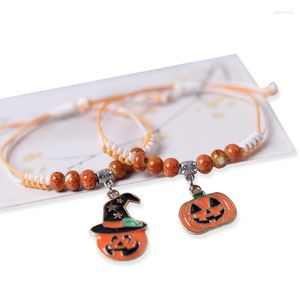 Charm Bracelets Fashion Halloween Accesorios Women Personality Pumpkin Wrist Strap Girls Hand-woven Bracelet Jewelry Gifts