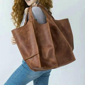 Duffel Bags Soft Large Capacity Tote Shopper Bag Women Handbag Luxury PU Leather Shoulder Retro Oversized Women's Travel