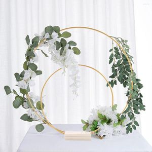 Decorative Flowers 1Pc Metal Floral Hoop Garland Table Decoration For Wedding Centerpieces Holders Wreath Flower Home