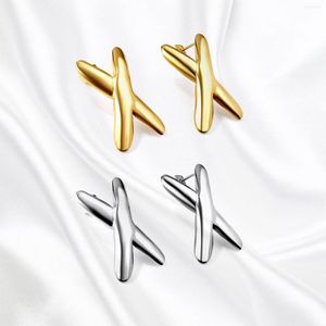 Studörhängen Cross x Formed Simple Gold Color Letter rostfritt stål örhänge för kvinnors öronpiercing smycken gåva 2023 trender