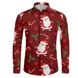 Camisas casuais masculinas Loja de design de Natal Feriado Atmosfera Funcionários Roupas masculinas de negócios Camisa de manga comprida Vestido social masculino inteligente