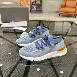 Fashion Casual Shoes Men Knit Runners Sneakers Italy Delicate Onyx Resin Bottom Elastic Band Low Top Calfskin Designer Breathable Non-Slip Athletic Shoes Box EU 39-44