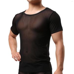 Bras Sets JAYCOSIN Men Short Sleeves Full Transparent Mesh T-Shirt Casual Fashion Sexy Tops Breathability Round Collar Tees Thin Type Top