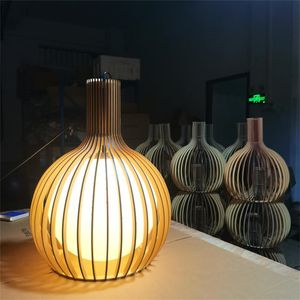 Современная деревянная клетчатая люстры светло -белый шарик внутри висящей лампы для гостиной столовой