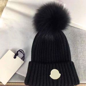 Designer Winter Knitted Beanie Woolen Hat Women Chunky Knit Thick Warm faux fur pom Beanies Hats Female Bonnet Beanie Caps 10 colo247h