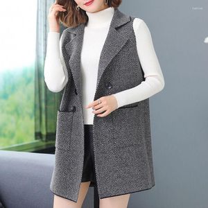 Gilet da donna Moda Blazer Collare Gilet Gilet Donna Capispalla Primavera Autunno 2023 Giacca casual da donna Lunga allentata di lana