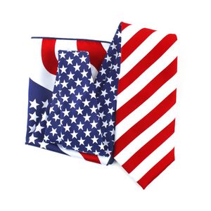 American Flag Patriotic Fourth juli Holiday Slips eller Bow Tie USA Flag Bowtie Set eller slips 3226