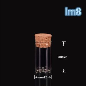 22*40mm 8ml mini cam şişeler kavanozlar ambalaj şişeleri test tüpü mantar tıpası boş cam şeffaf açık şişeler 200pcs itraq