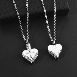 Pendant Necklaces Stainless Steel Religious Cross Eternanity Cremation Necklace Memorial Heart Jewelry Can Be Engraved