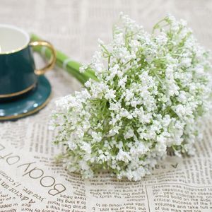 Dekorativa blommor 16 st/bukett konstgjord blomma plast plast gipsophila hem bord dekor babysbreath brud grepp för bröllop