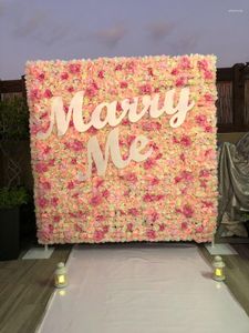 Decorative Flowers Artificial Flower Backdrops Wedding Decoration Pink Rose Wall Background Mariage Event Birthday Baby Shower Panels