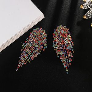 Dangle Earrings Fashion Big Statement Luxury Women's Long Rhinestone Hanging Trendy Crystal Drop Jewelry E657