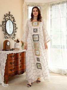 Casual Dresses Universal For All Seasons Muslim Fashion Aldult Ranches Embroidered Sequin Robe Marocain Turkish Islamic Kimono Ramadan Eid