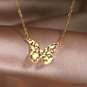Naszyjniki wiszące stal nierdzewna Kwiat Vintage Delicate Butterfly Serce Wiselants Clavicle Slins Modny naszyjnik dla kobiet biżuteria R230612