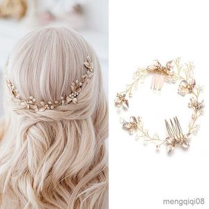 Wedding Hair Jewelry Leaf Comb Headband For Women on the head R230612