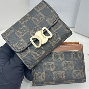 Brieftasche Designer Frau Männer Kleine Geldbörse Klassische Karteninhaber Triomphe Schnalle 2 Stück Sets Herren Kartenhalter Kurze Leder Geldbörsen mit Box