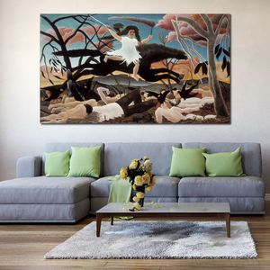 Djurlandskap Canvas Art War eller The Ride of Discord Henri Rousseau Målning efter impressionisten handgjorda handgjorda