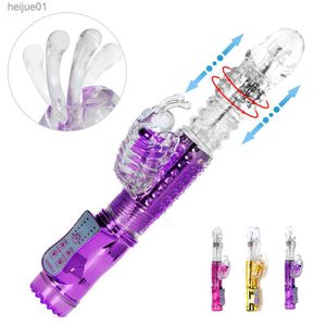 Dildo telescópico vibrador ponto G coelho vibrador estimulador de clitóris massageador vaginal brinquedos sexuais para mulheres masturbação feminina L230518