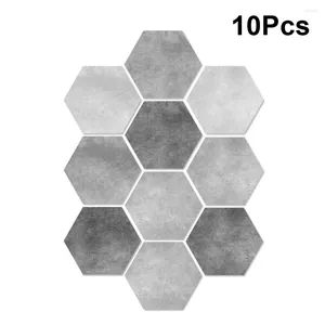 Adesivos de parede 10 peças de cimento preto e branco adesivo de piso hexagonal removível antiderrapante azulejo banheiro decoração de casa