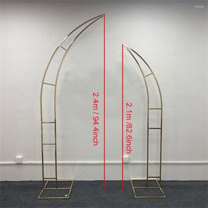 Party Decoration 2.1/2.4m Luxury Shiny Gold-plated Iron Arch Wedding Backdrop Decor Flower Floral Frame Event Home Props