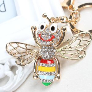 Keychains Bee Wing Move Charm Lovely Pendent Crystal Purse Bag Keyring Key Chain Accessories Gift All-match Fashionable