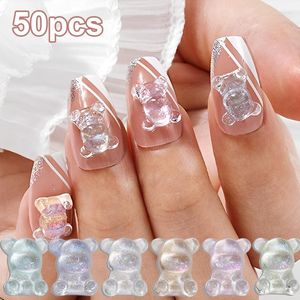 Nagelkonstdekorationer 50st Söt björndesigndekoration 3D Harts Charm Crystal Rhinestones Fashion Professional Mnaicure Diy Accessories