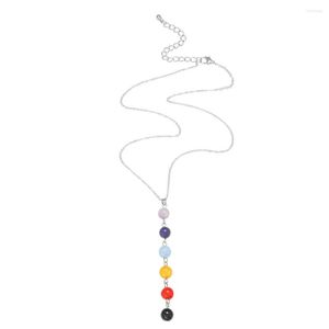 Anhänger Halsketten 7 Chakra Edelstein Stein Perlen Halskette für Frauen Yoga Reiki Heilung Ausgleich Maxi Bijoux Femme Schmuck