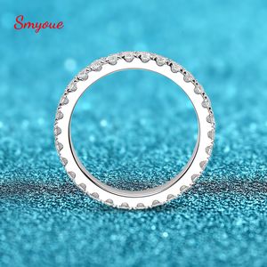 Pierścień Solitaire Smyoue 0,9ct 2 mm Pierścień dla kobiet mężczyzn Pełny enternity mecz ślubny zespół diamentowy 100% 925 Solid Srebrne Pierścienie 230609