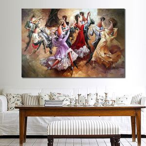 Abstract Canvas Art Romantic Waltz Målning Handgjord exotisk inredning för Tiki Bar