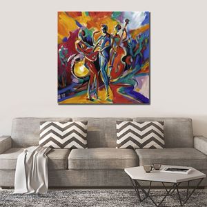 Contemporary Music Abstract Oil Painting on Canvas Full Swing Artwork Vibrant Art for Home Decor