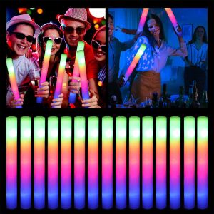 RGB LED Glow Foam Stick Cheer Tube Luz colorida que brilha no escuro Aniversário Suprimentos para festa de casamento Festival Decorações para festas 0612