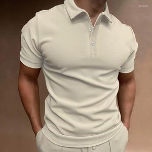 Polo da uomo Polo tinta unita da uomo Manica corta Colletto rovesciato Camicia con bottoni per uomo Casual Streetwear 2023 Estate Maschile Top