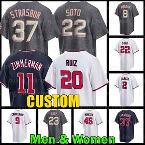 Camisa Stephen Strasburg Ryan Zimmerman Washingtons Baseball Carter Kieboom CJ Abrams Nationals Keibert Ruiz Cherry Blossom City Connect Luis Garcia Joey Meneses