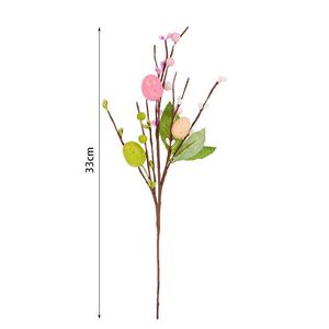 Dried Flowers Easter Egg Tree Branch Colorful Painting Foam Flower Fake Plant DIY Decoration for Home Table Festival Party Supplies