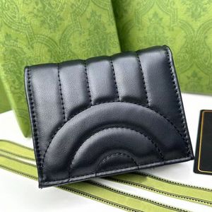 Titulares de cartão de crédito de identificação preta de luxo feminina mini carteira de couro fashion carteiras de moedas masculinas bolsa de grife 11 cm bolsas curtas bolsa rosa 466492