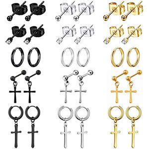 Stud Earrings WKOUD 1/15 Pairs Stainless Steel Ear Cross Pendant For Men Women Punk Gothic Jewelry Gift 3 Colors