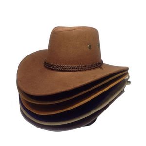 Süet Batı Kovboy Şapkası Erkekler Kadın Güneş Koruma Kapağı Kadın Açık Gölge Şapkaları Adam Geniş Ağız Kapakları 11 Molors